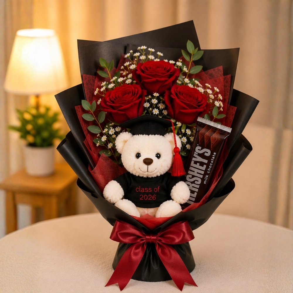 Crimson Grad Bear Bouquet - Image 2